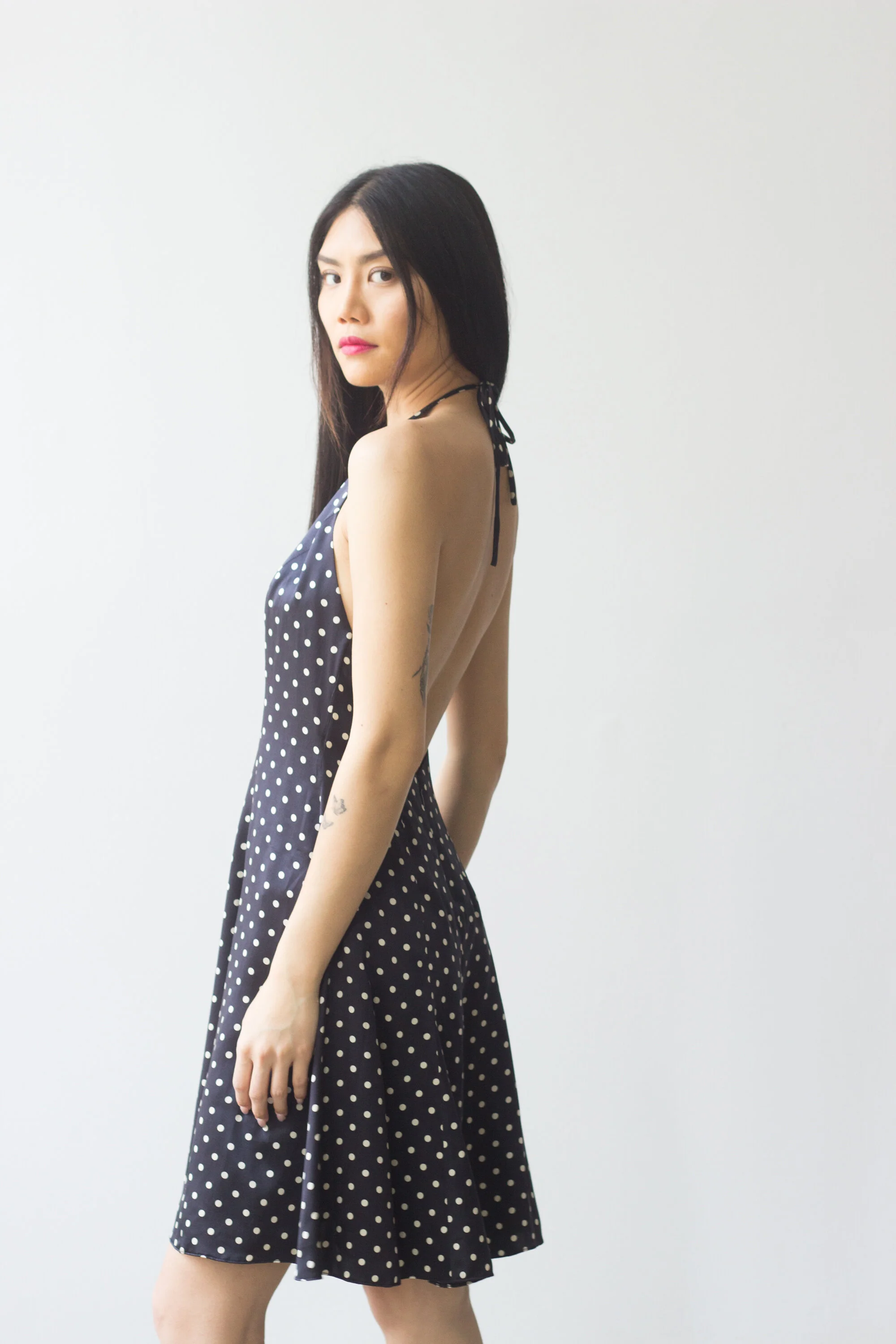 1990s Ralph Lauren Purple Label Silk Charmeuse Halter Dress